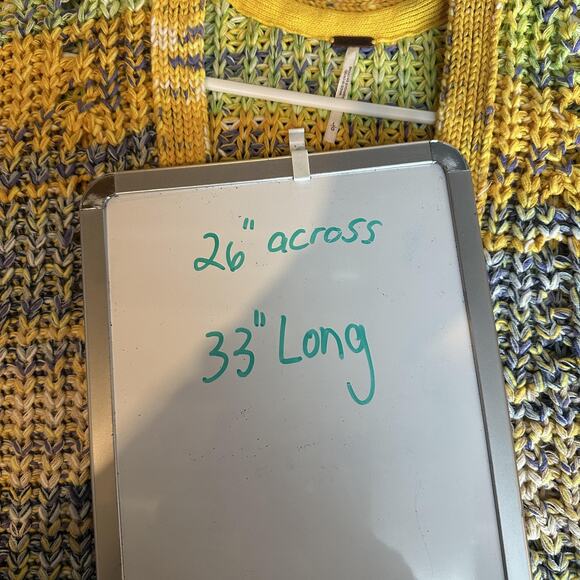 Free People Cardigan Sweater Womens Large Multicolor Open Knit Boho Pockets - Picture 9 of 9